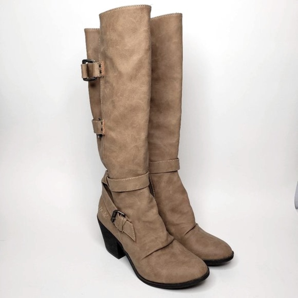 Blowfish Tall Buckle Side Heeled Boots 7.5